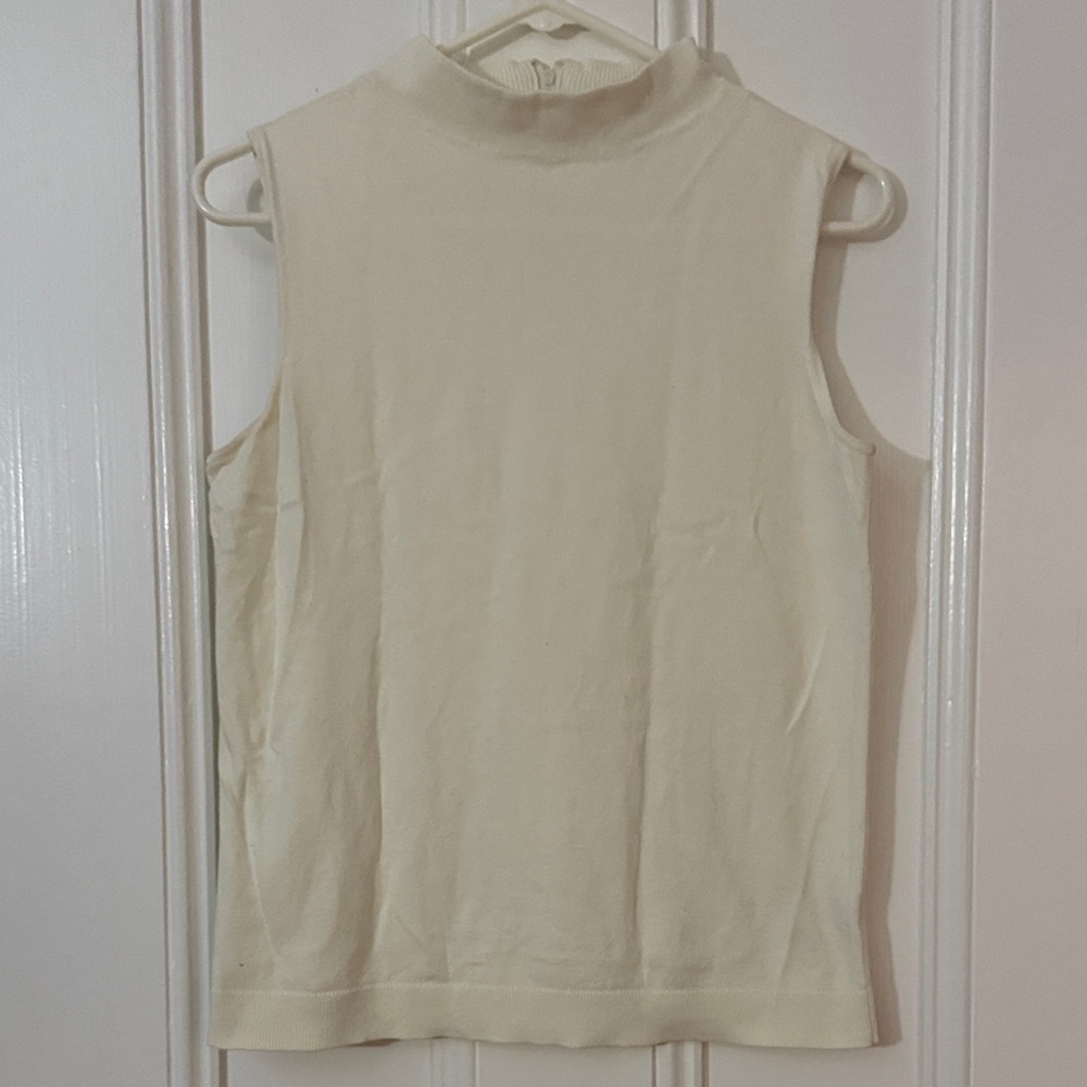 Talbots Cream Sleeveless Sweater Top